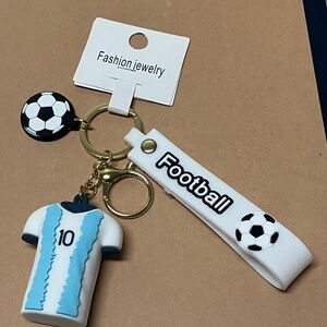 🔑⚽️ Soccer Football Gold Blue Black Keychain Clio Bag Charm silicone metal